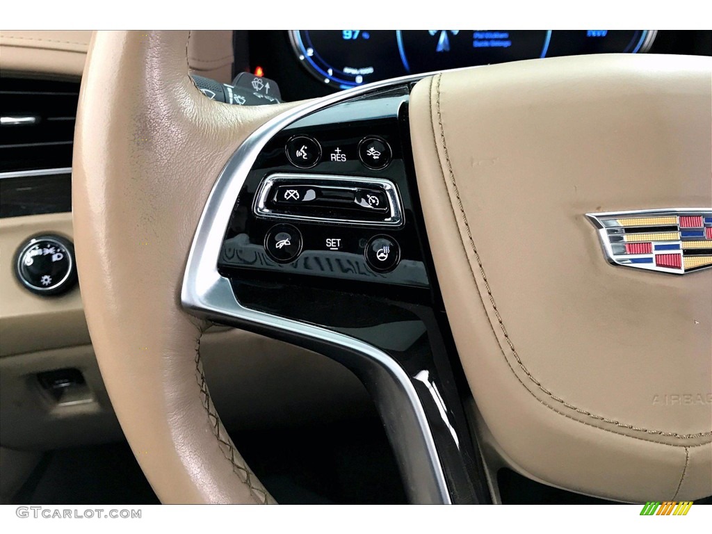 2019 Cadillac Escalade Platinum 4WD Maple Sugar/Jet Black Accents Steering Wheel Photo #142129719