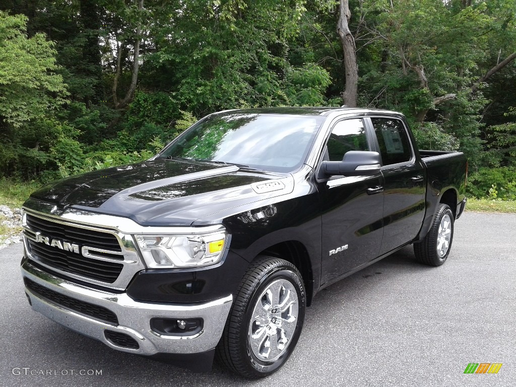 Diamond Black Crystal Pearl 2021 Ram 1500 Big Horn Crew Cab Exterior Photo #142129881