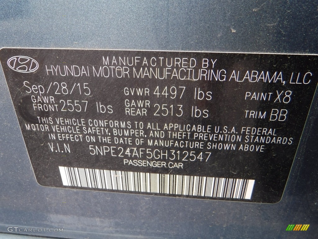 2016 Sonata SE - Nouveau Blue / Beige photo #26
