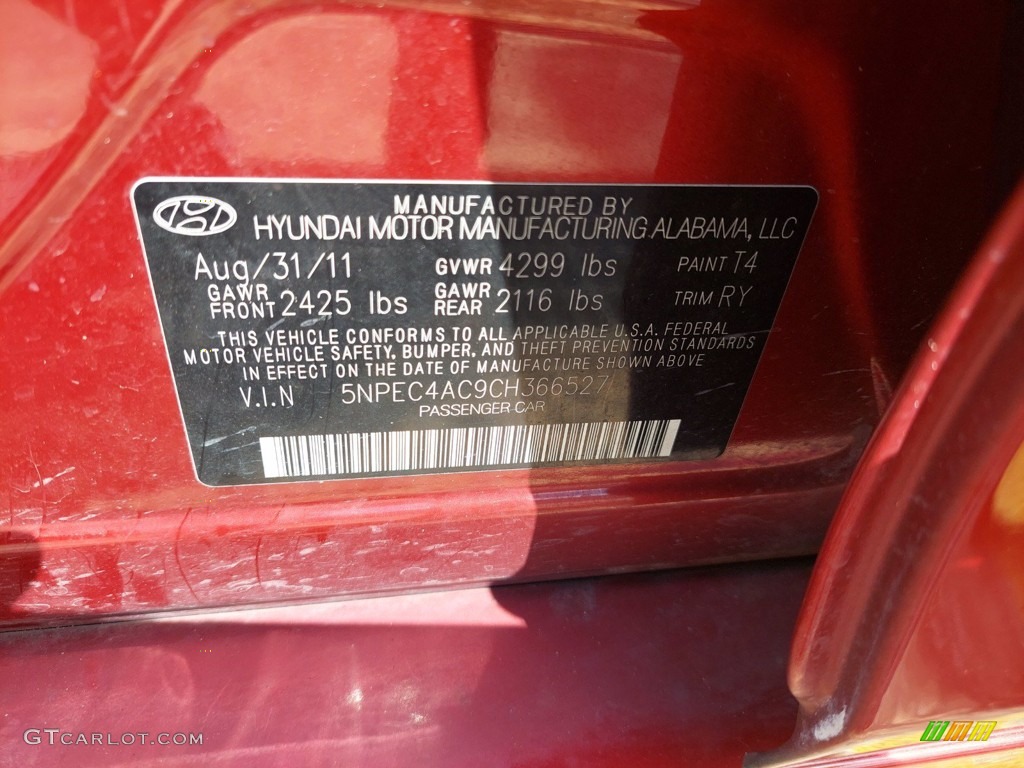 2012 Sonata SE - Sparkling Ruby Red / Black photo #30