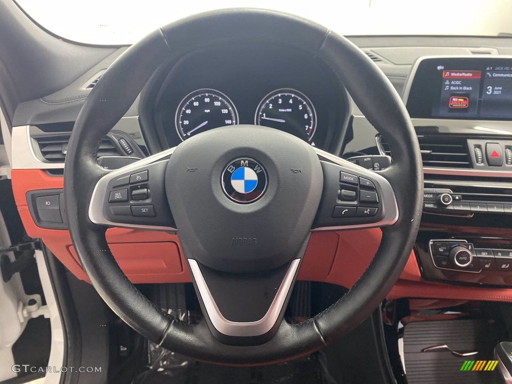 2018 BMW X2 xDrive28i Magma Red Steering Wheel Photo #142137382
