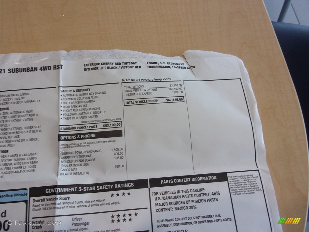 2021 Suburban RST 4WD - Cherry Red Tintcoat / Jet Black photo #43