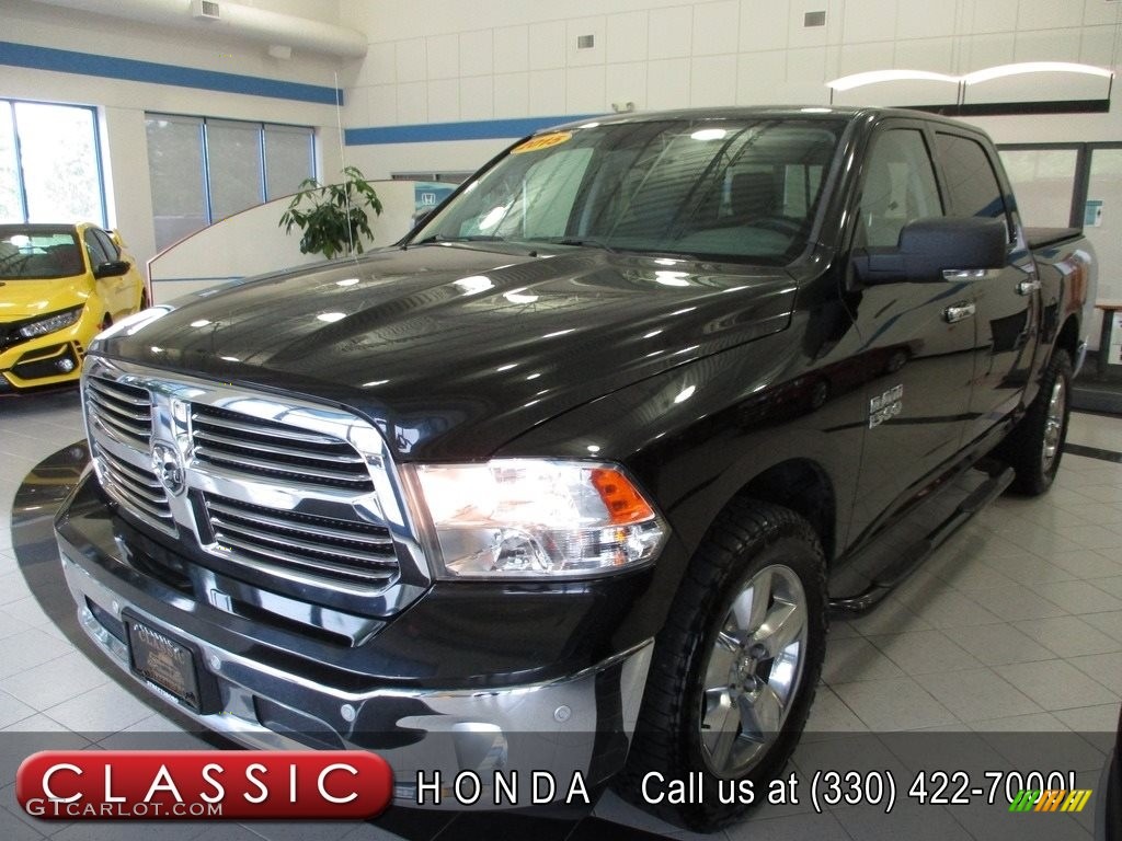 2015 1500 Big Horn Crew Cab 4x4 - Black / Black/Diesel Gray photo #1