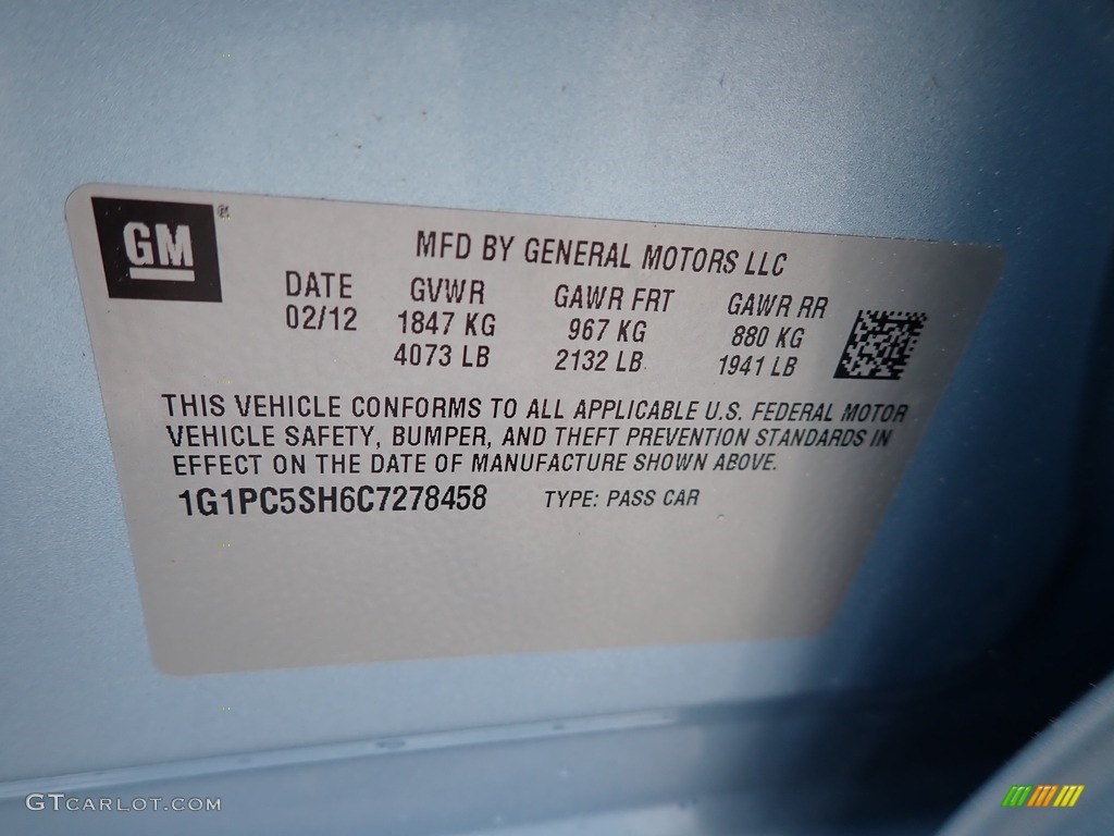 2012 Cruze LS - Ice Blue Metallic / Jet Black/Medium Titanium photo #29