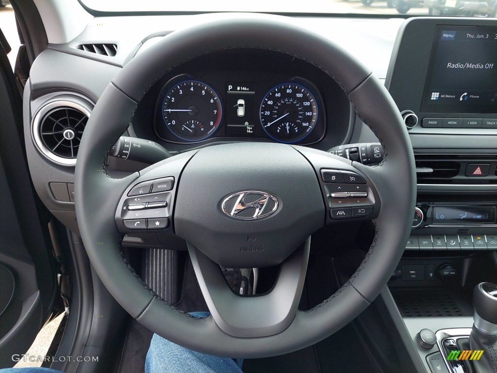 2022 Hyundai Kona SEL Gray/Black Steering Wheel Photo #142142770