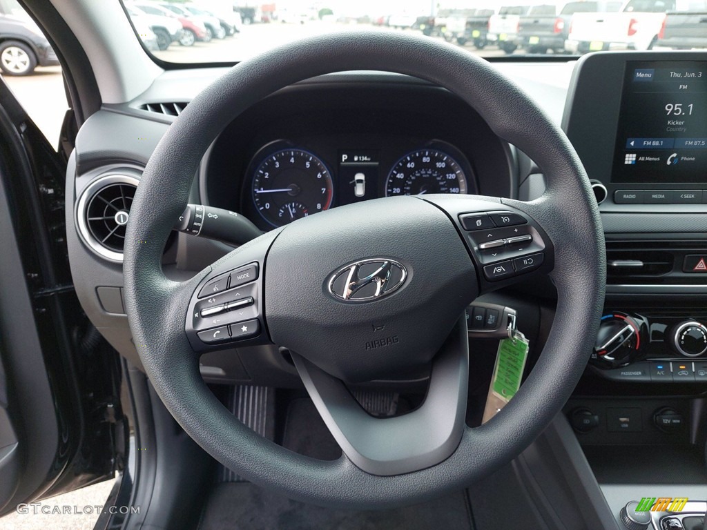 2022 Hyundai Kona SE Black Steering Wheel Photo #142143274