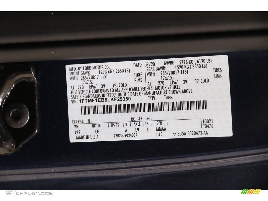 2020 Ford F150 XL Regular Cab 4x4 Color Code Photos