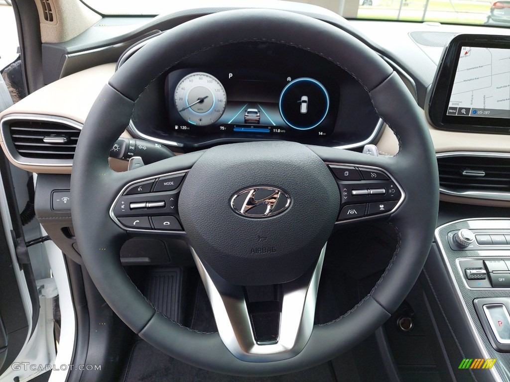 2021 Hyundai Santa Fe Limited Black/Beige Steering Wheel Photo #142144603