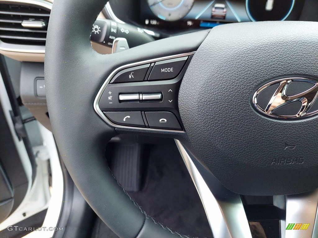 2021 Hyundai Santa Fe Limited Black/Beige Steering Wheel Photo #142144612