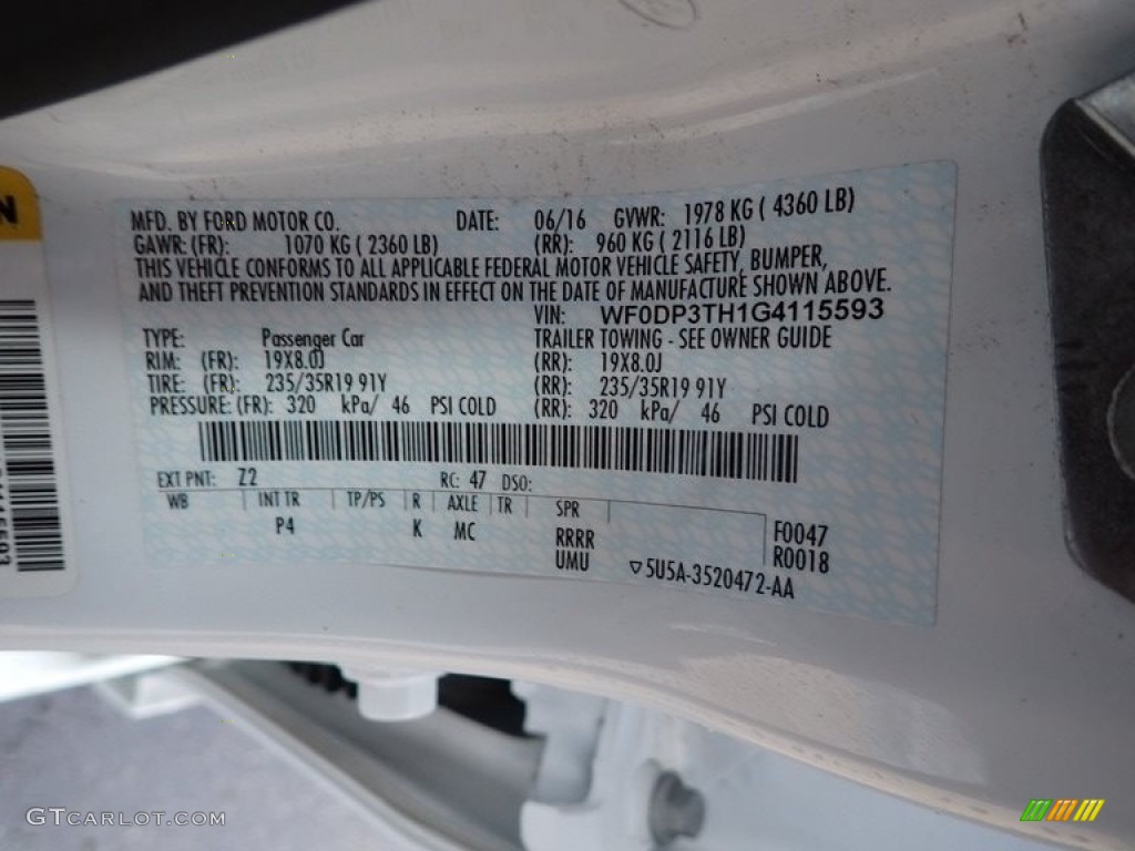2016 Ford Focus RS Color Code Photos