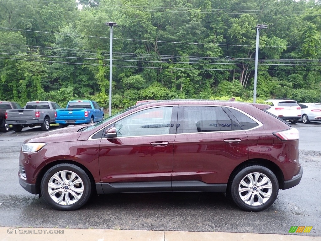 Burgundy Velvet Metallic Tinted 2020 Ford Edge Titanium AWD Exterior Photo #142146709