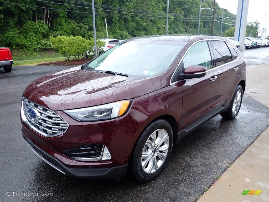 Burgundy Velvet Metallic Tinted 2020 Ford Edge Titanium AWD Exterior Photo #142146714