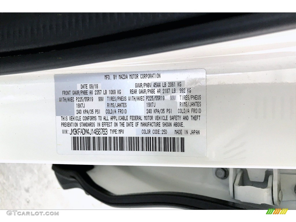 2018 CX-5 Color Code 25D for Snowflake White Pearl Mica Photo #142146757