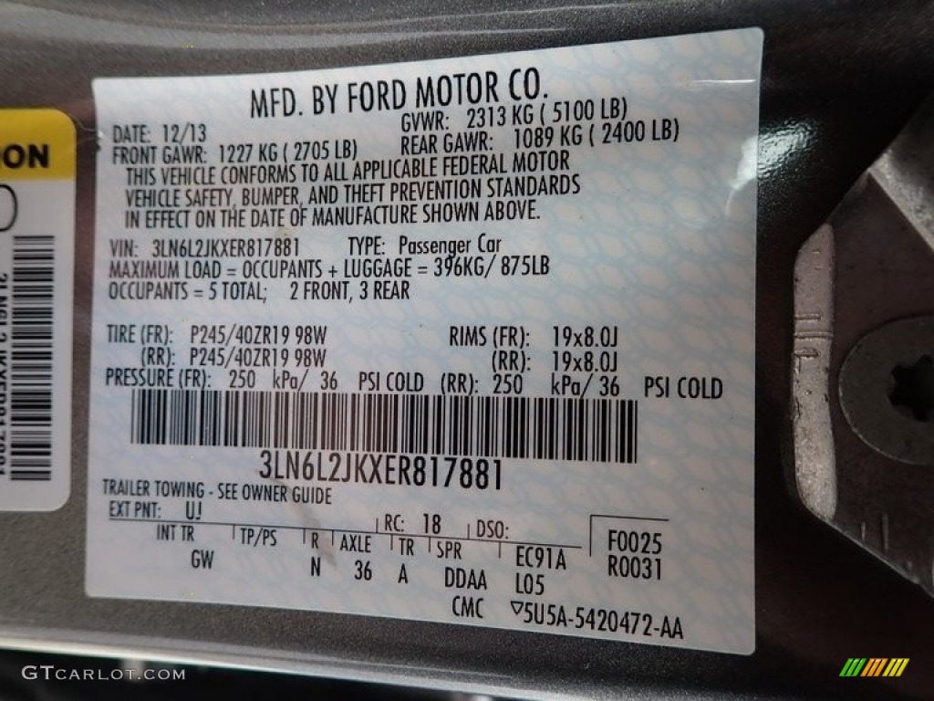 2014 MKZ Color Code UJ for Sterling Gray Photo #142149035