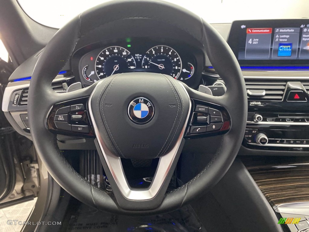 2018 BMW 5 Series 530i Sedan Black Steering Wheel Photo #142154345