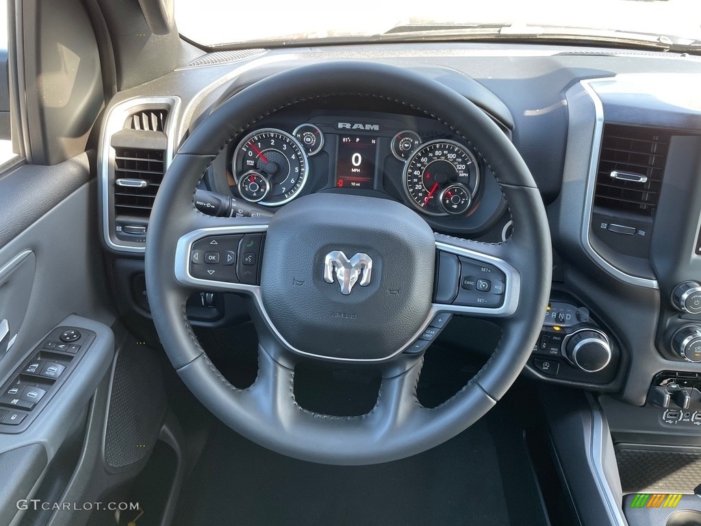 2021 Ram 1500 Big Horn Crew Cab 4x4 Diesel Gray/Black Steering Wheel Photo #142155731