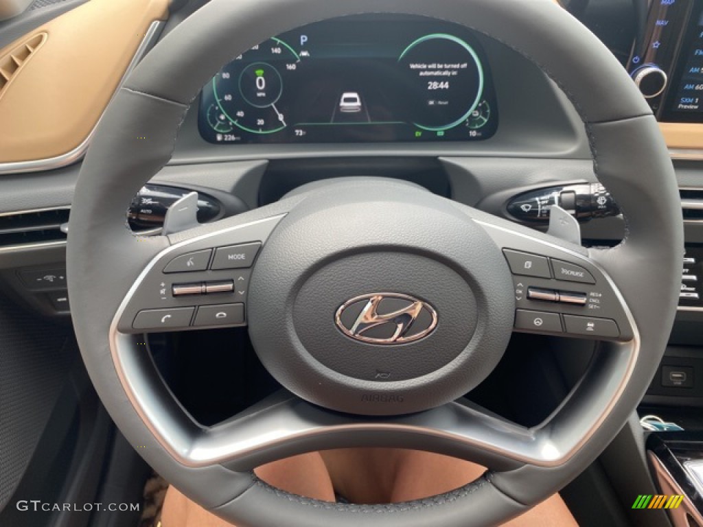 2021 Hyundai Sonata Limited Hybrid Dark Gray/Camel Steering Wheel Photo #142164717
