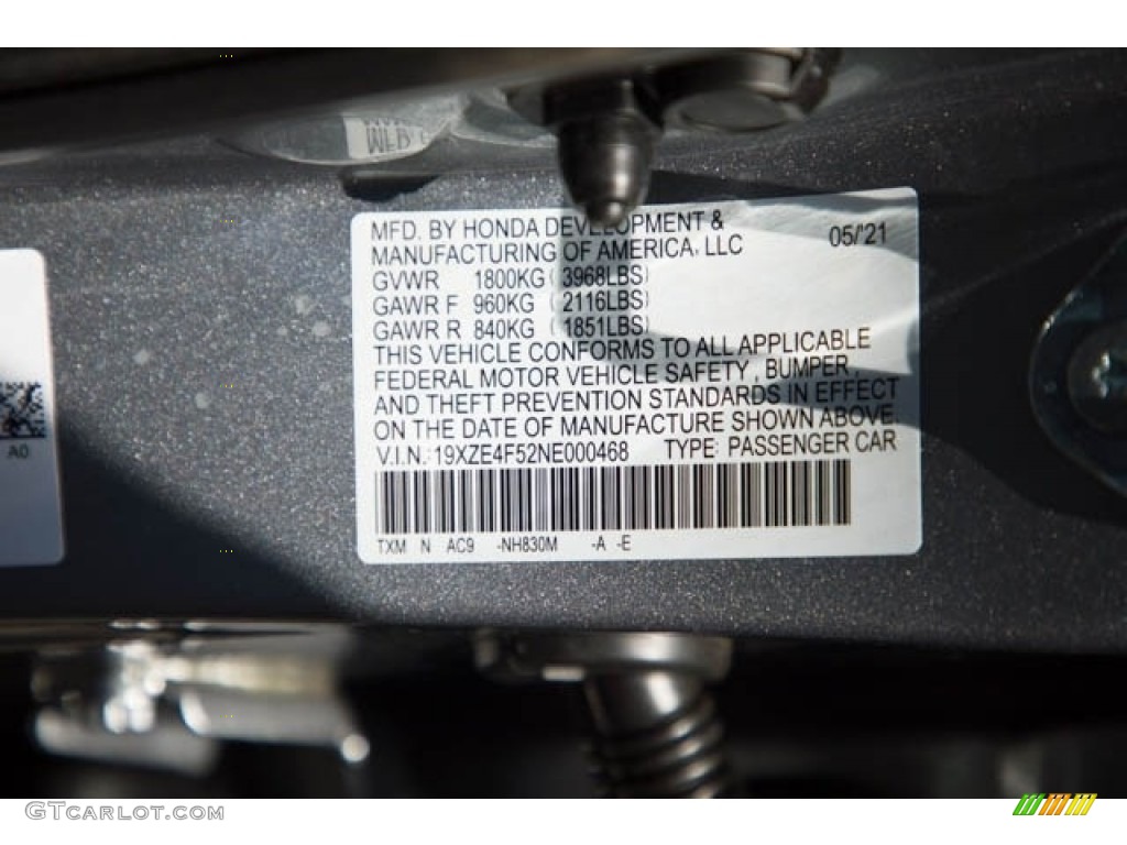 2022 Insight Color Code NH830M for Lunar Silver Metallic Photo #142165194