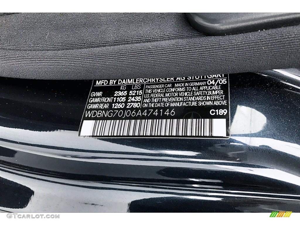 2006 Mercedes-Benz S 430 Sedan Color Code Photos
