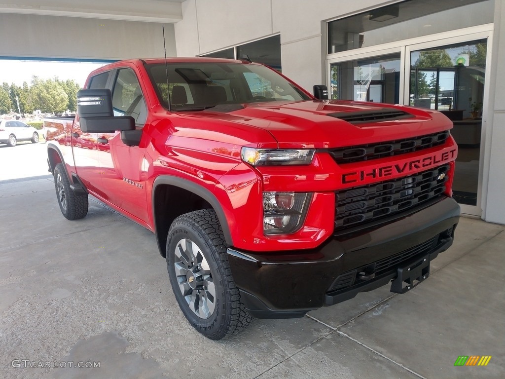 2021 Silverado 2500HD Custom Crew Cab 4x4 - Red Hot / Jet Black photo #2