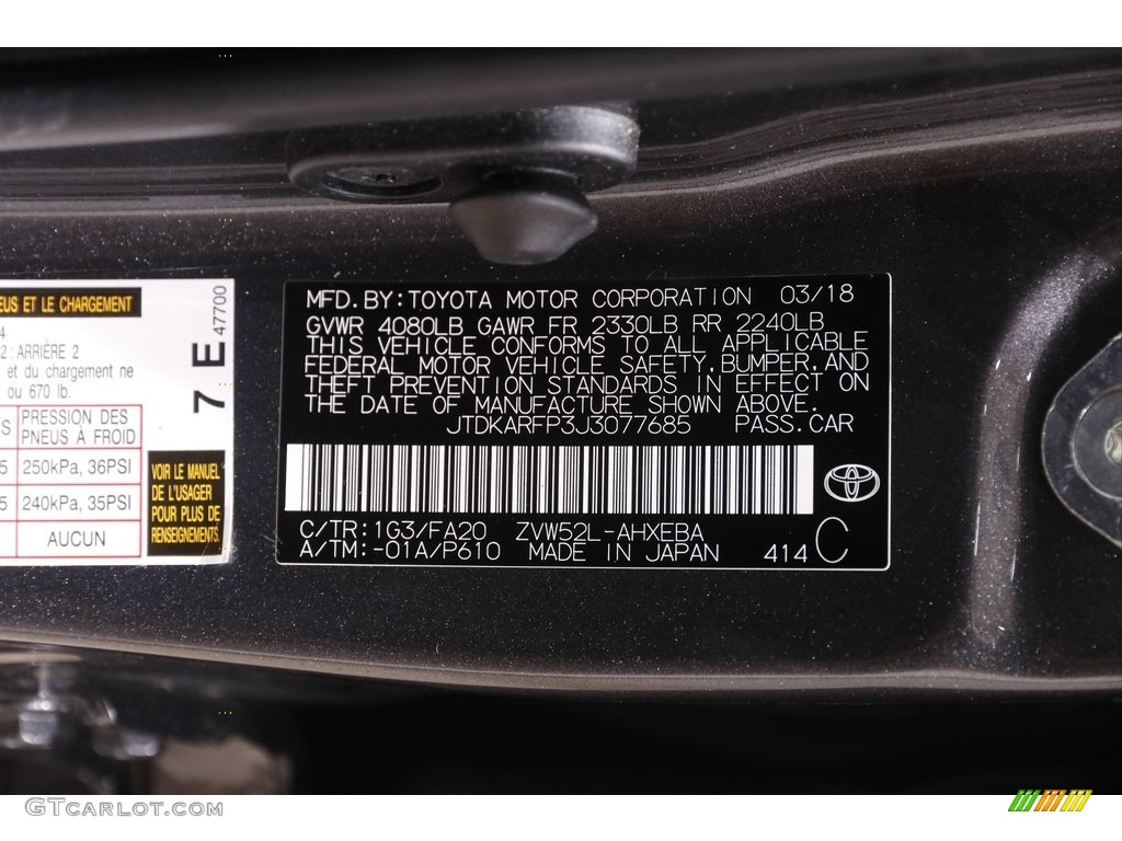 2018 Prius Prime Plus - Magnetic Gray Metallic / Black photo #23