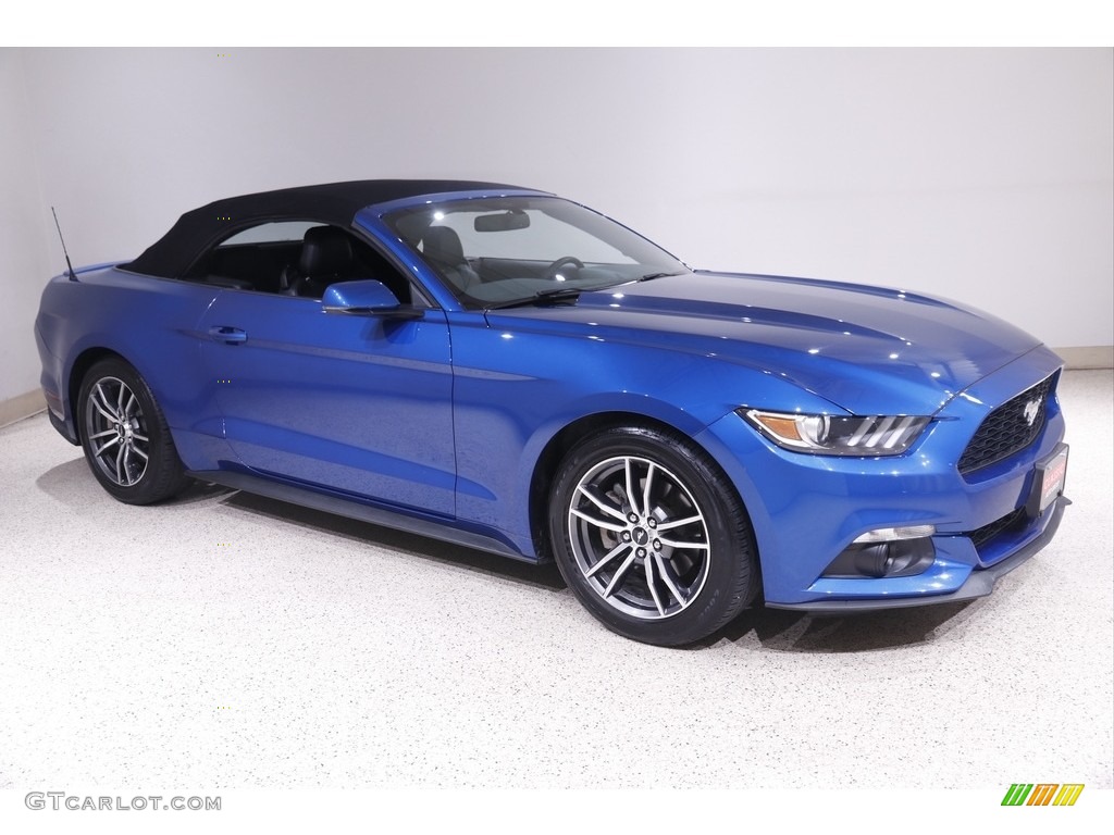 2017 Mustang EcoBoost Premium Convertible - Lightning Blue / Ebony photo #2