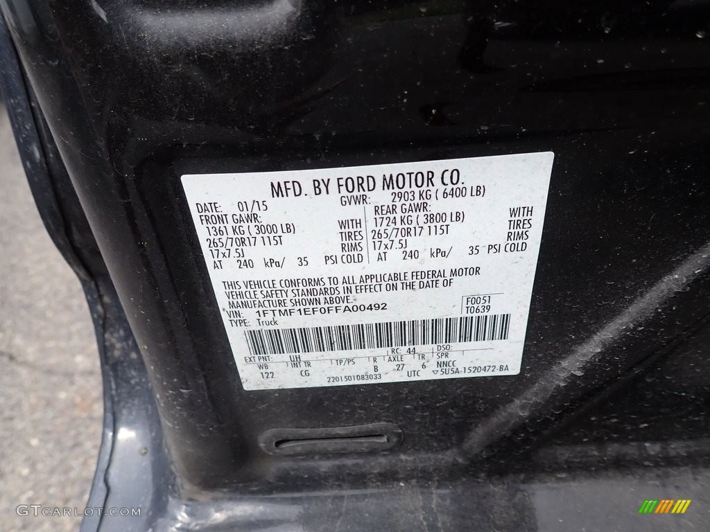 2015 Ford F150 XL Regular Cab 4x4 Color Code Photos