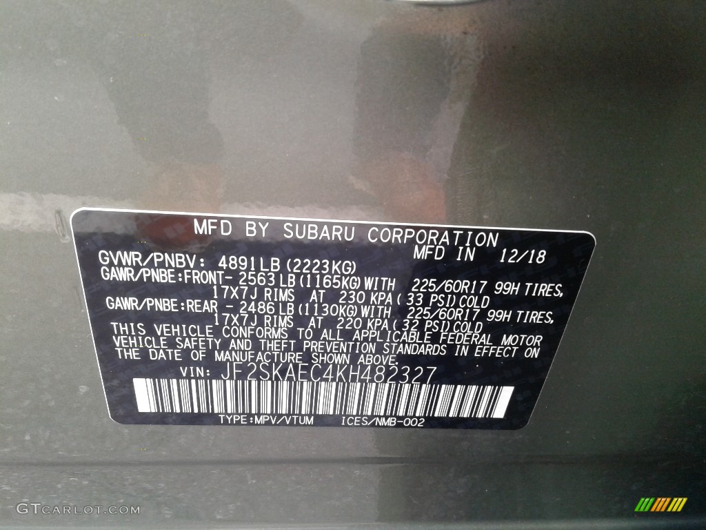 2019 Forester 2.5i Premium - Jasper Green Metallic / Gray photo #31