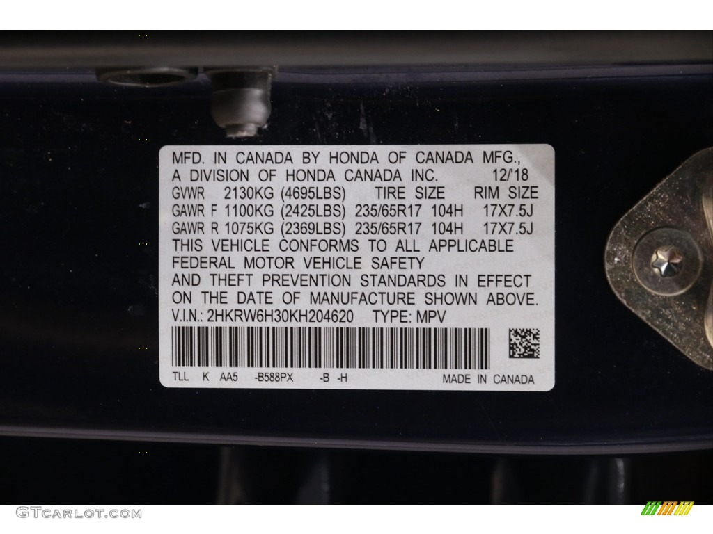 2019 CR-V LX AWD - Obsidian Blue Pearl / Gray photo #21