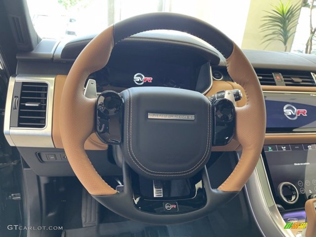 2021 Land Rover Range Rover Sport SVR Vintage Tan/Ebony Steering Wheel Photo #142217656