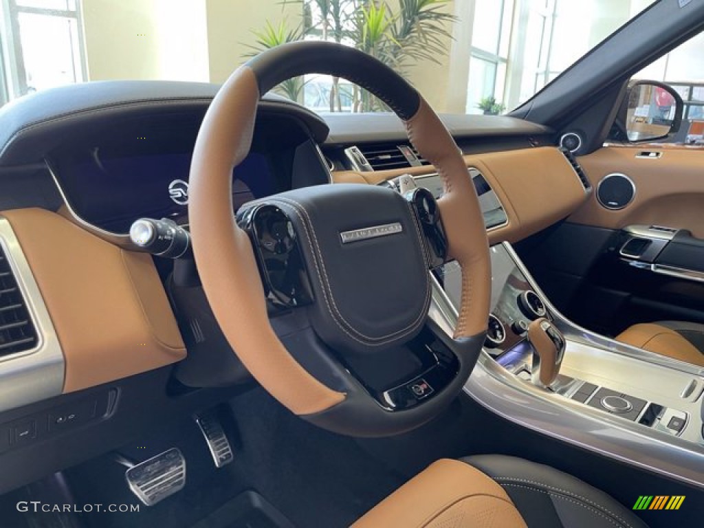 2021 Land Rover Range Rover Sport SVR Vintage Tan/Ebony Steering Wheel Photo #142217809