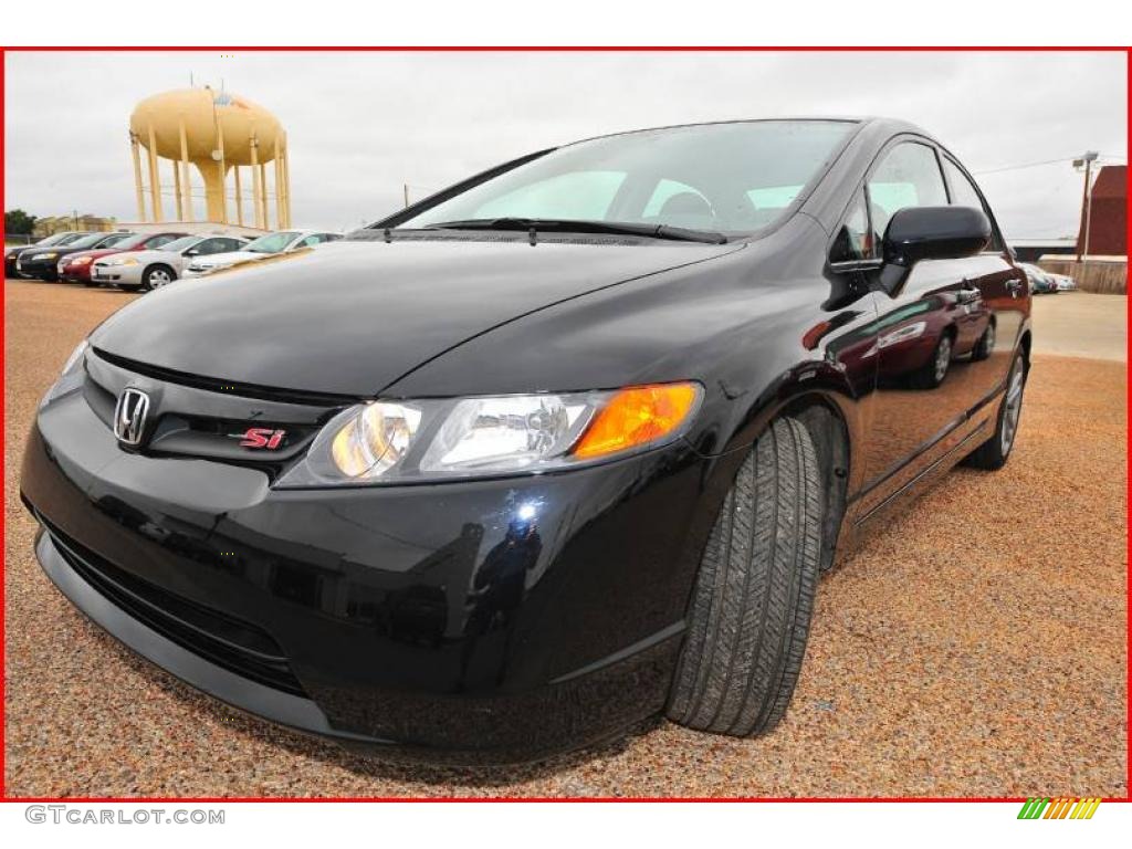 2008 Civic Si Sedan - Nighthawk Black Pearl / Black photo #1