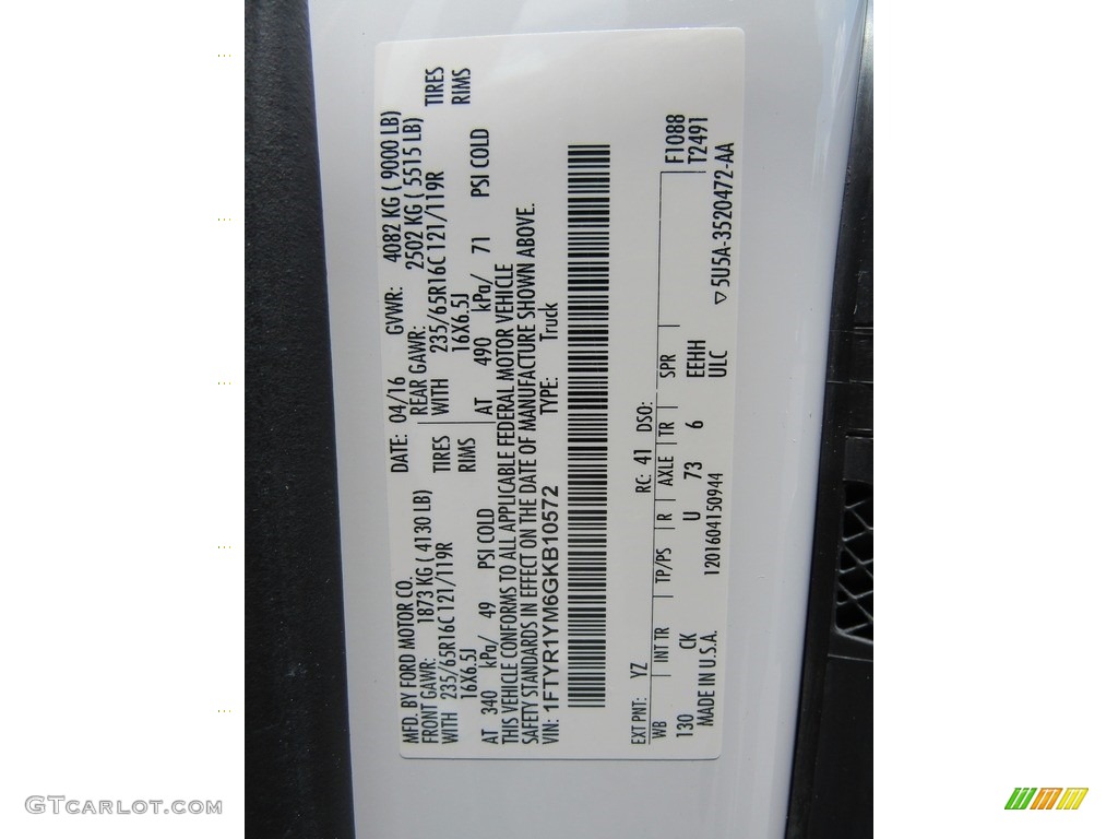 2016 Transit Color Code YZ for Oxford White Photo #142227189