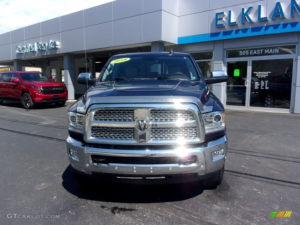 2018 2500 Laramie Crew Cab 4x4 - True Blue Pearl / Brown/Light Frost Beige photo #8