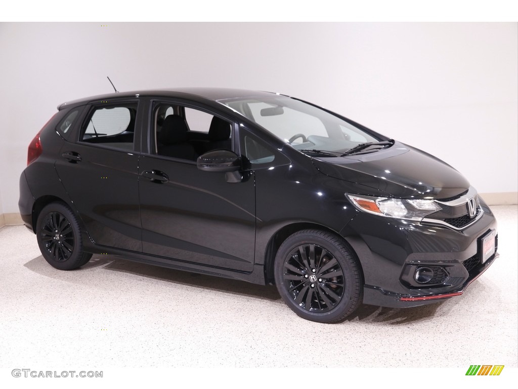 Crystal Black Pearl 2018 Honda Fit Sport Exterior Photo #142228671