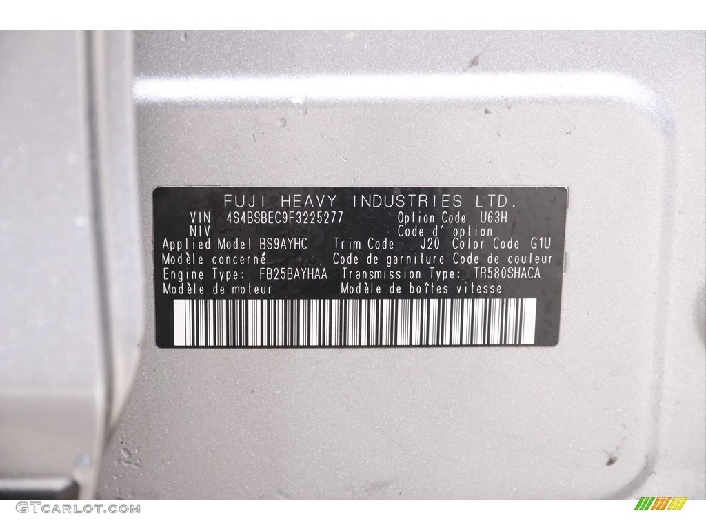 2015 Subaru Outback 2.5i Premium Color Code Photos