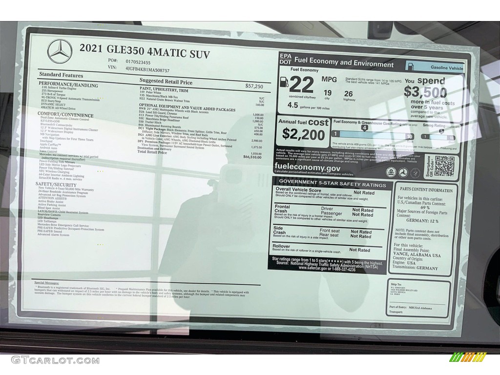 2021 Mercedes-Benz GLE 350 4Matic Window Sticker Photo #142234268