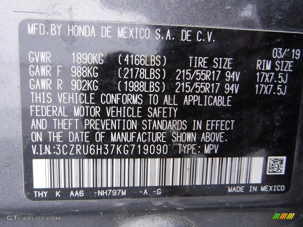 2019 HR-V LX AWD - Modern Steel Metallic / Black photo #24