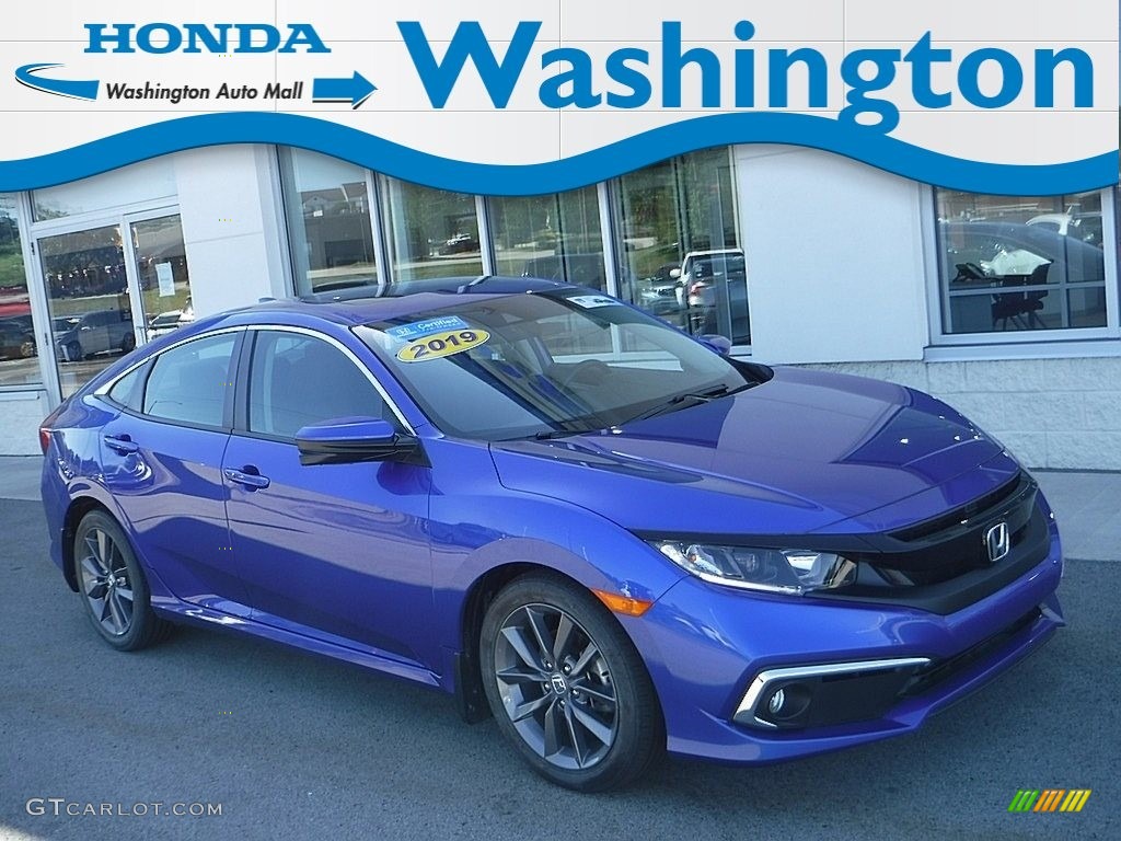 2019 Civic EX Sedan - Agean Blue Metallic / Black photo #1