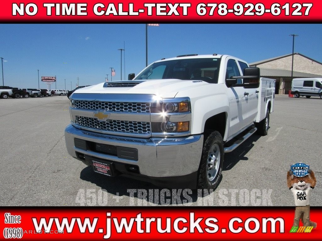 2019 Silverado 2500HD Work Truck Crew Cab 4WD Chassis - Summit White / Dark Ash/Jet Black photo #1