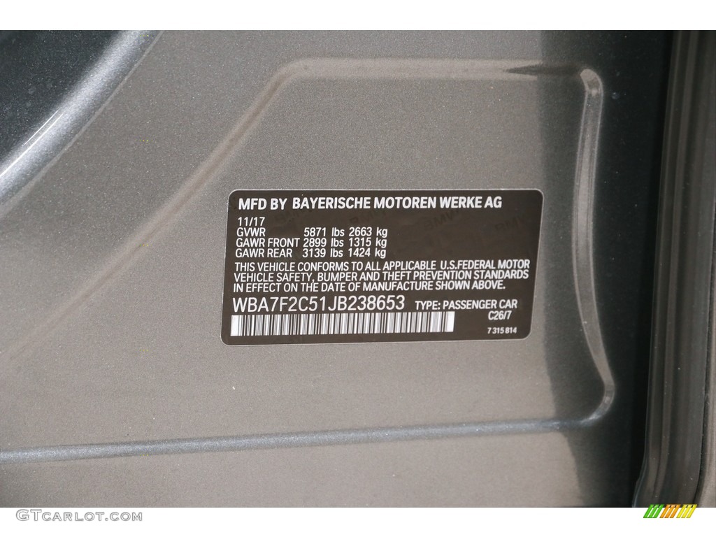 2018 7 Series 750i xDrive Sedan - Magellan Gray Metallic / Black photo #27