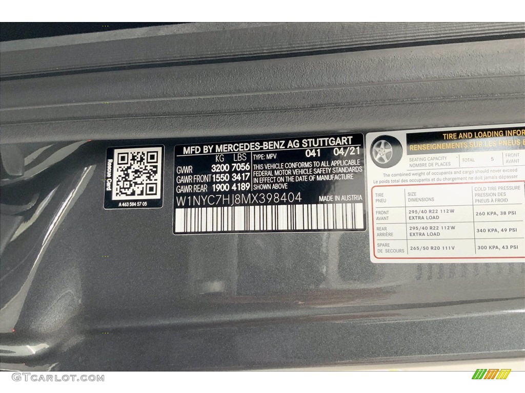 2021 G Color Code 041 for designo Graphite Metallic Photo #142257632