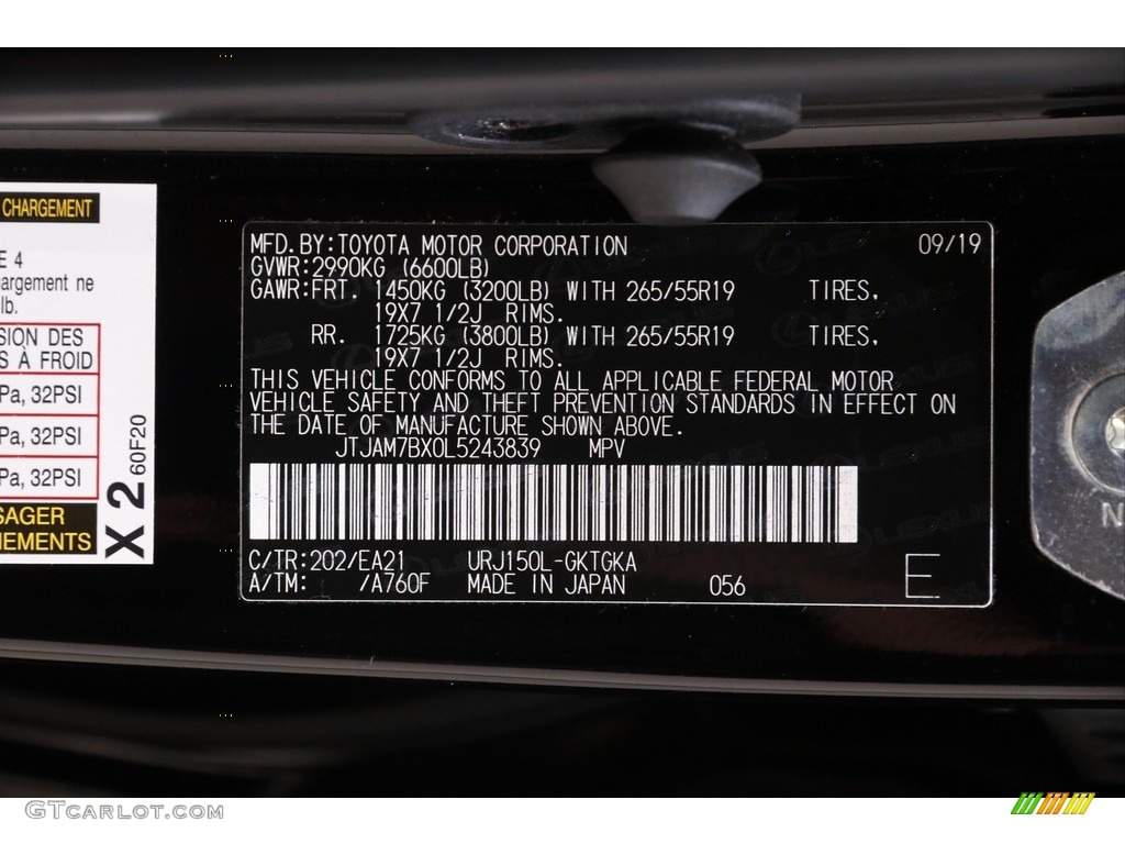 2020 GX Color Code 202 for Black Onyx Photo #142257896