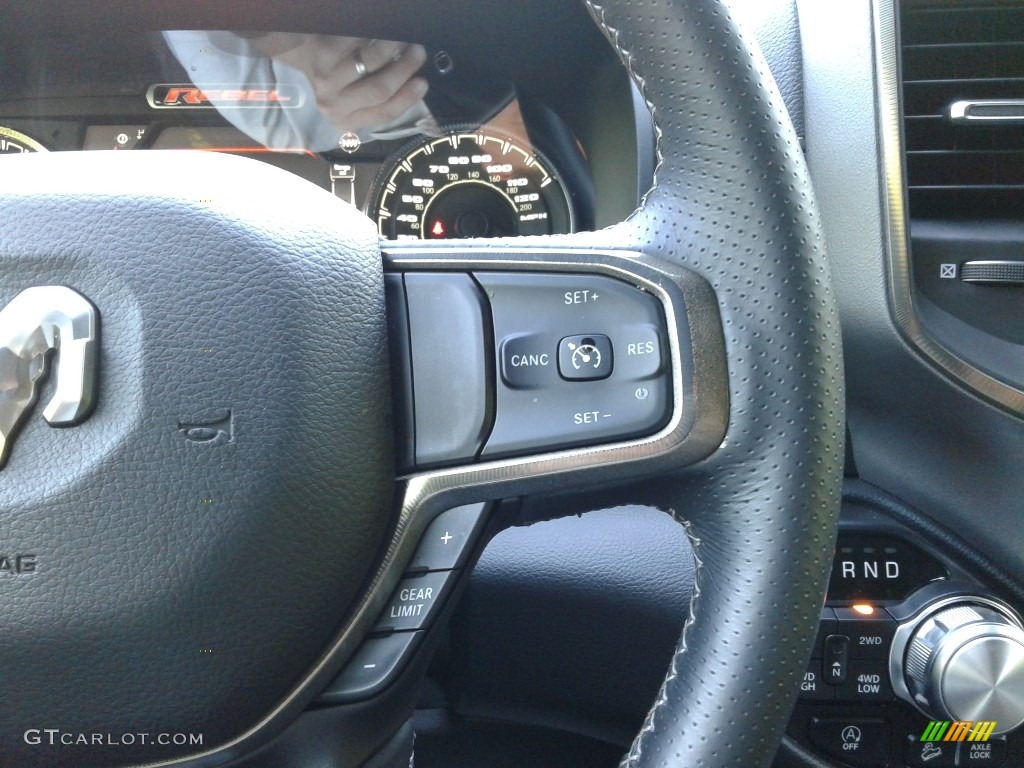 2021 Ram 1500 Rebel Crew Cab 4x4 Black Steering Wheel Photo #142270459