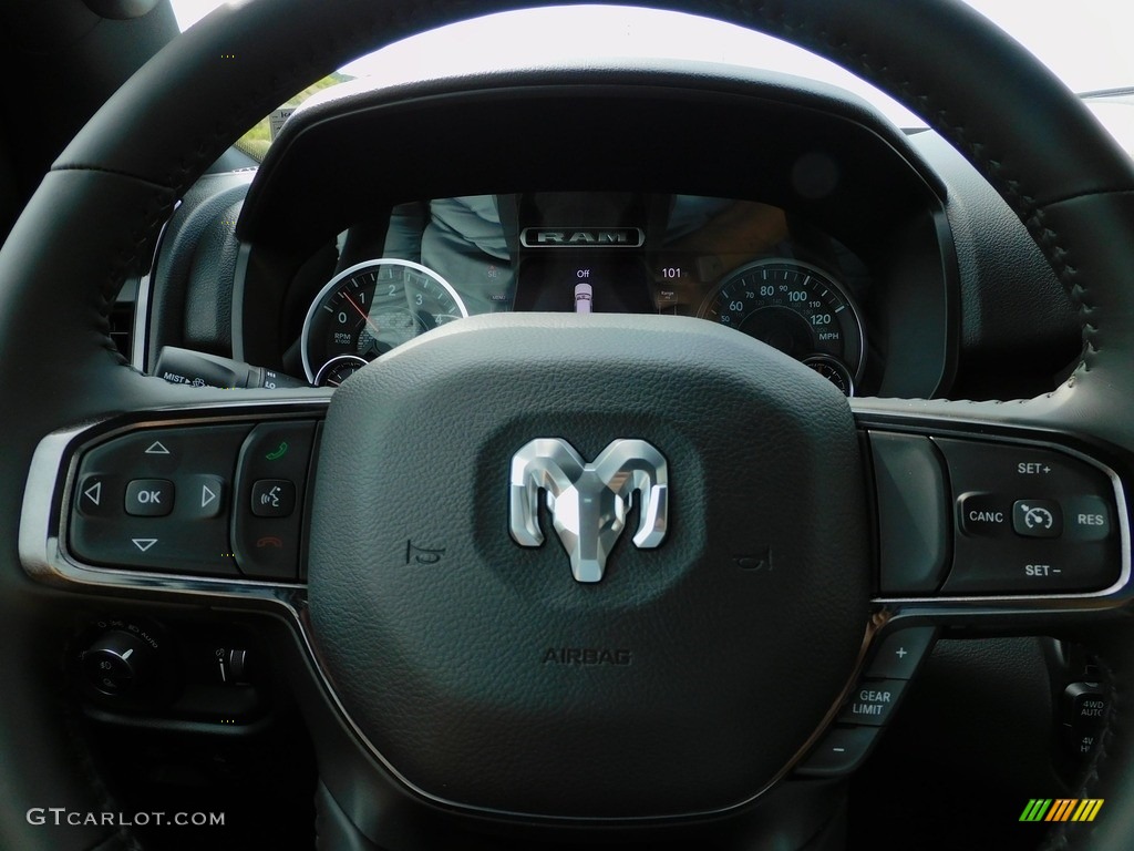 2021 Ram 1500 Big Horn Quad Cab 4x4 Black Steering Wheel Photo #142271240