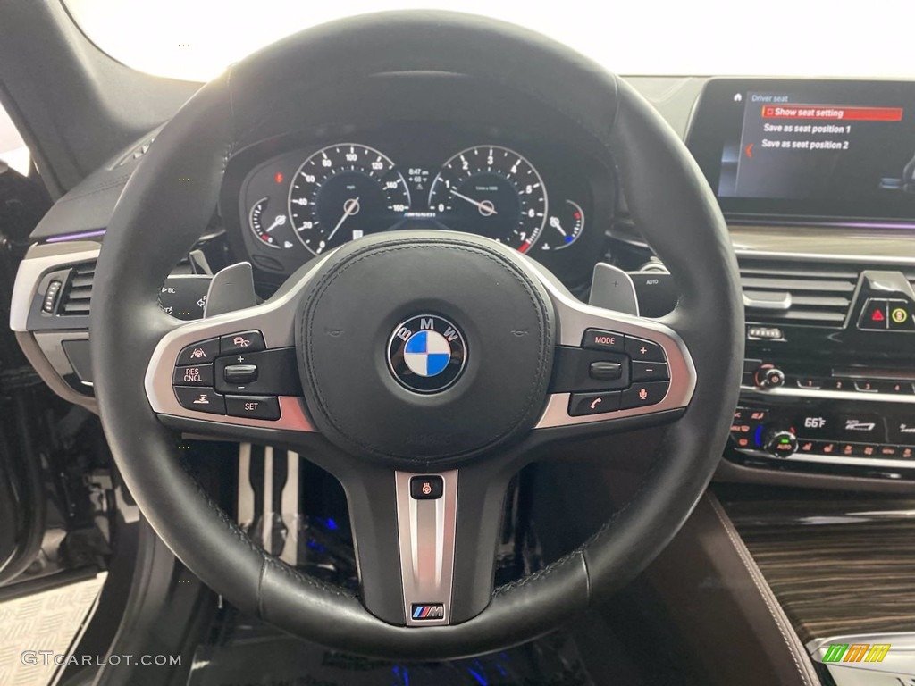 2018 BMW 5 Series M550i xDrive Sedan Mocha Steering Wheel Photo #142275772
