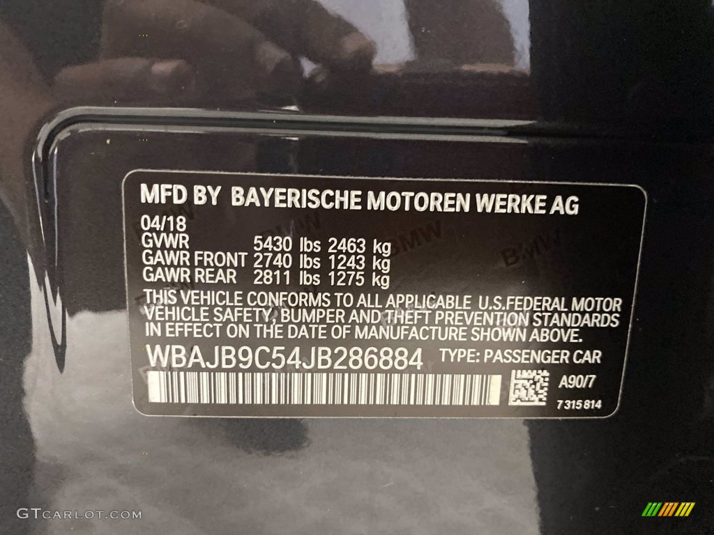 2018 BMW 5 Series M550i xDrive Sedan Color Code Photos