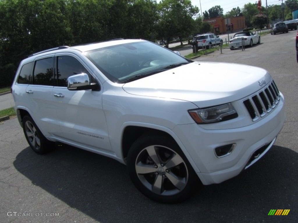 2014 Grand Cherokee Overland - Bright White / Overland Vesuvio Indigo Blue/Jeep Brown photo #3