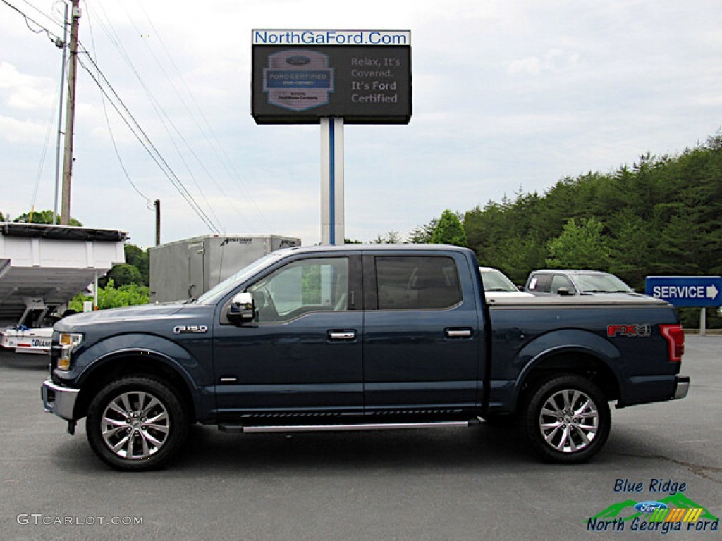 2016 F150 Lariat SuperCrew 4x4 - Blue Jeans / Medium Light Camel photo #2