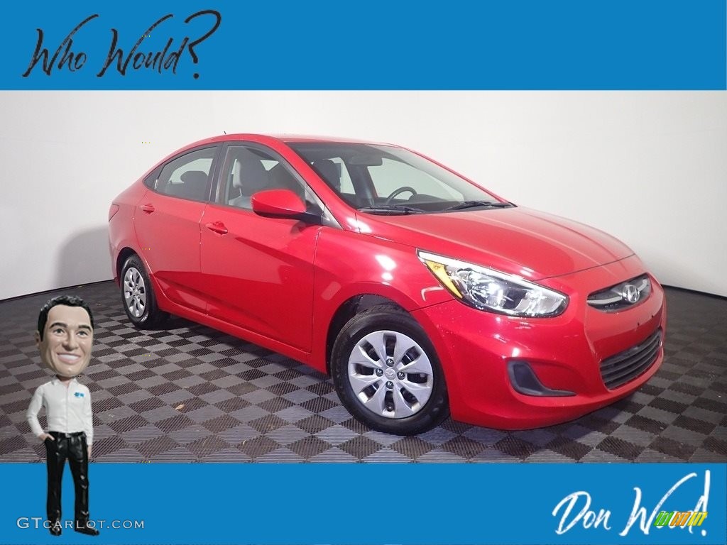 2016 Accent SE Sedan - Boston Red / Gray photo #1